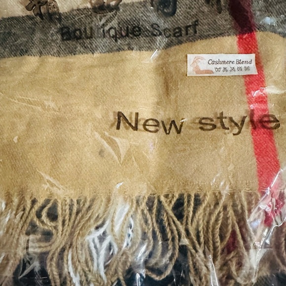 Plaid Cashmere Blend Scarf/Shawl - Picture 4 of 5